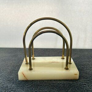 Vintage Onyx & Brass Letter or Napkin Holder
